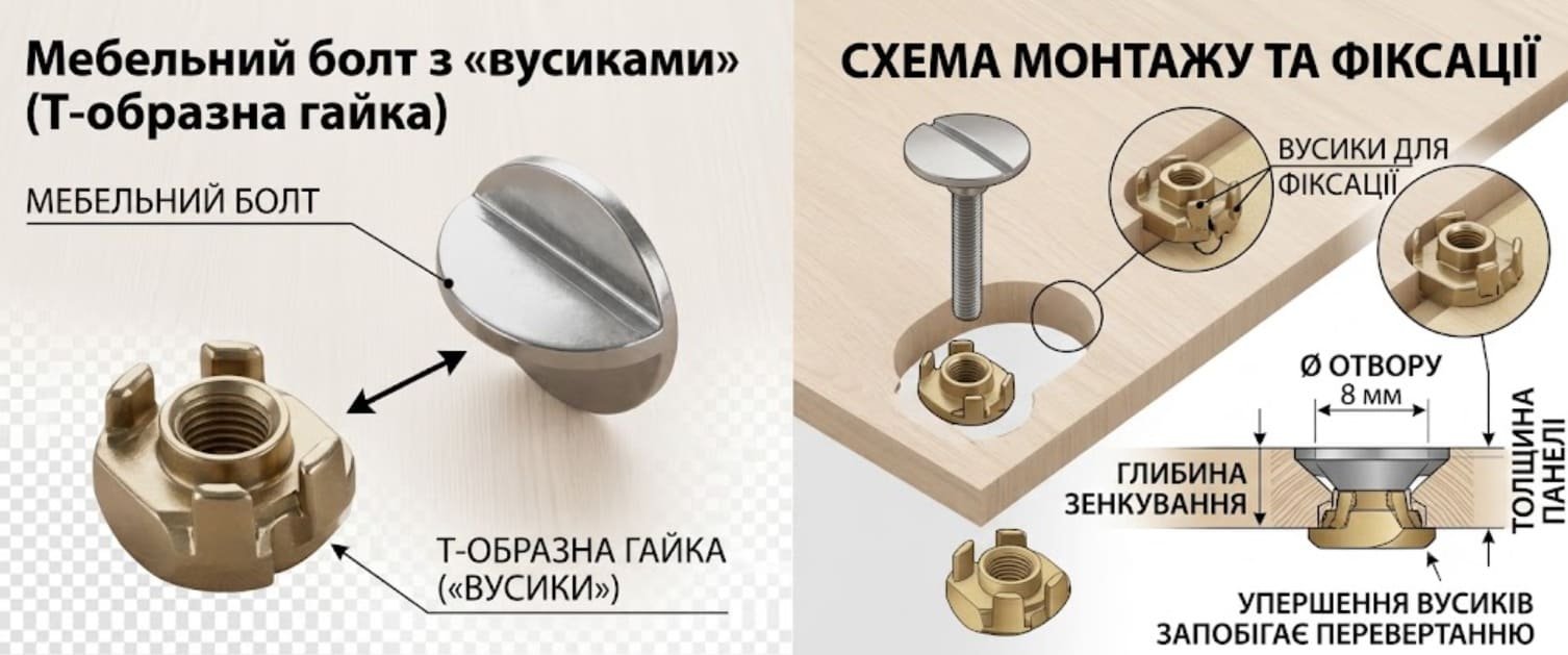 7. Мебельный болт с «усиками»
