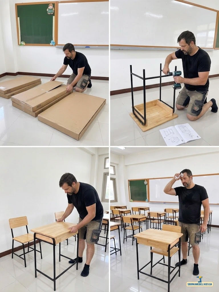 послуги збирання шкільних парт ціни