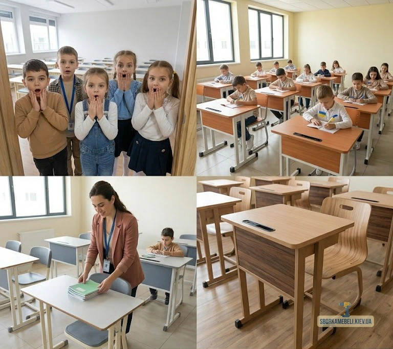 шкільні меблі парти, стільці, шафи